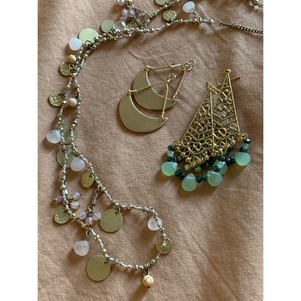 Boho necklace and earring set